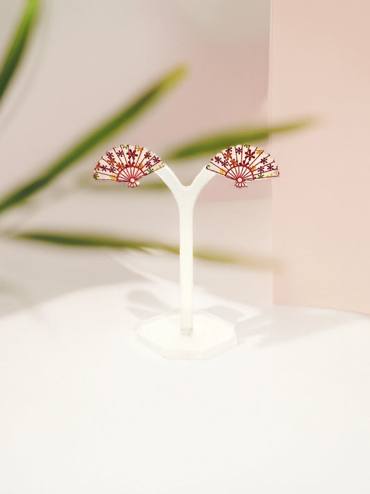 Akari Fan Studs - Modrena