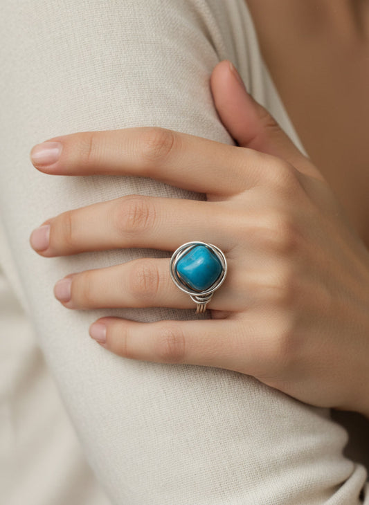 Aqua Helix Ring